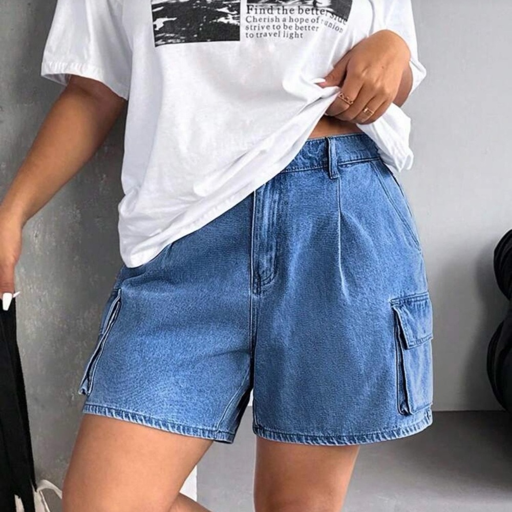 Denim Blue Women's Cargo Shorts
